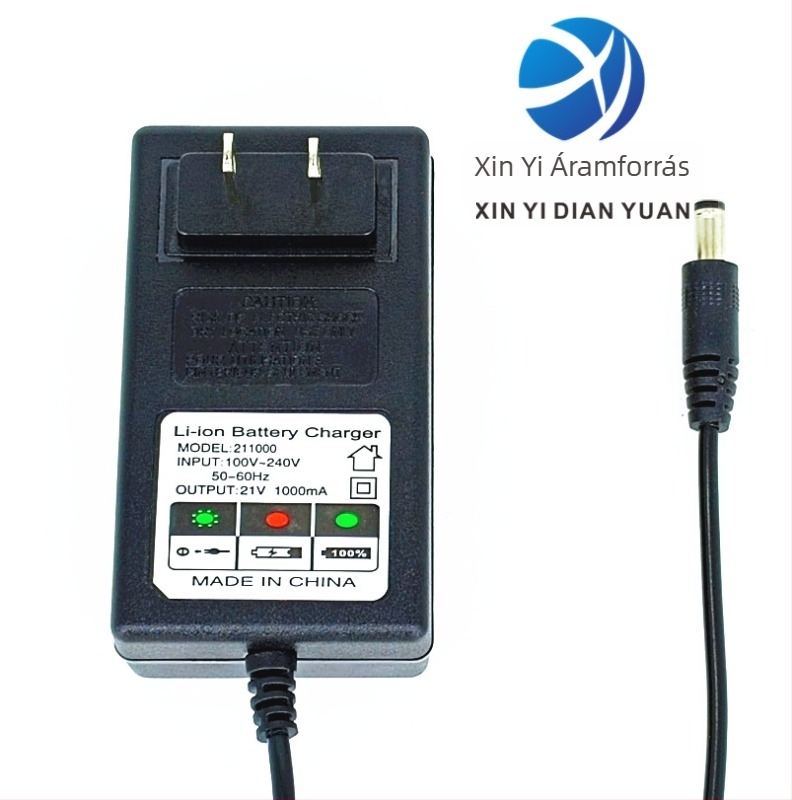 Xinxin 18650 Li-ion akkumulátortöltő – bemenet AC100-240V, kimenet DC12.6V 2A, állandó áram/állandó feszültség töltés