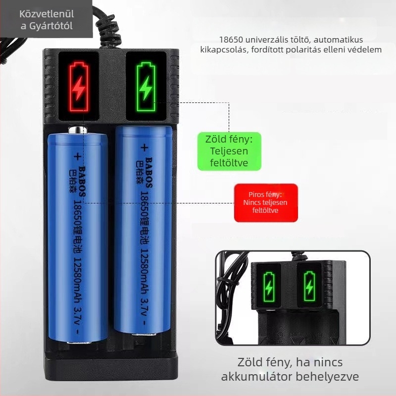 Saibang 18650 Li-ion akkumulátor töltő – USB többmodellű töltő, bemenet DC5V-1A/2A, kimenet 4.2V, GB tanúsítvány, Li-ion akkumulátorokhoz