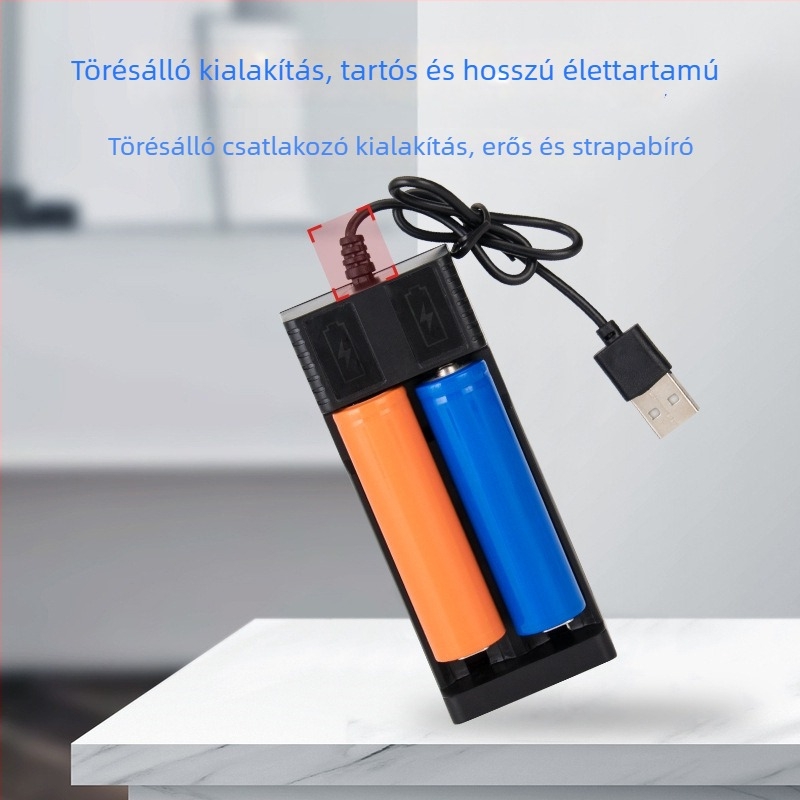 Saibang 18650 Li-ion akkumulátor töltő – USB többmodellű töltő, bemenet DC5V-1A/2A, kimenet 4.2V, GB tanúsítvány, Li-ion akkumulátorokhoz