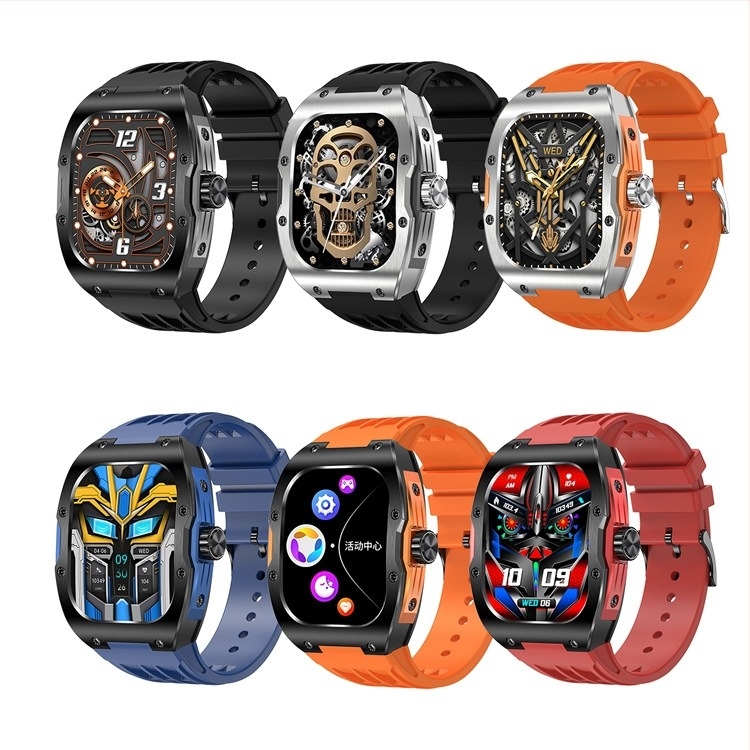 AK69 okosóra szabadtéri sportokra - 1,95 hüvelykes AMOLED kijelző, szívritmus- és vér oxigén monitorozás, Bluetooth hívások, 7–14 napos akkumulátor