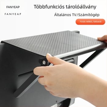 Router tálca TV-boxhoz és monitorhoz – 1-szintes nappali rendező, fúrás nélküli szerelés, modern minimalista stílus
