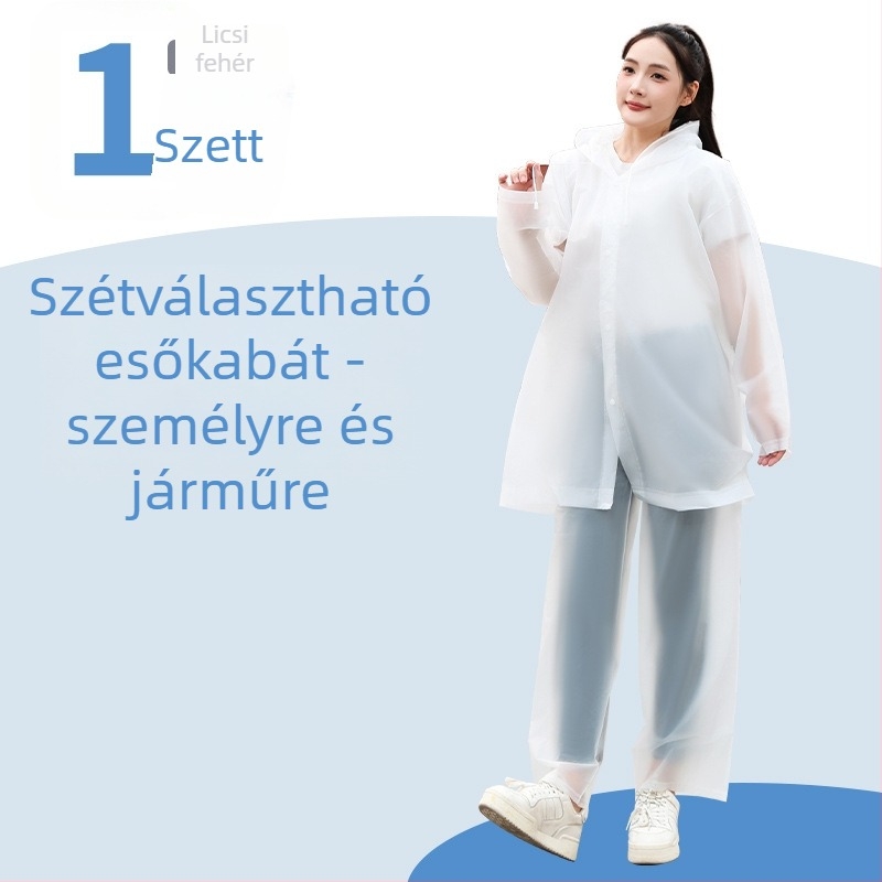 Különálló esőkabát és esőnadrág készlet, EVA anyag, vastított, viharral szemben ellenálló esőruha, elektromos járművek vezetéséhez