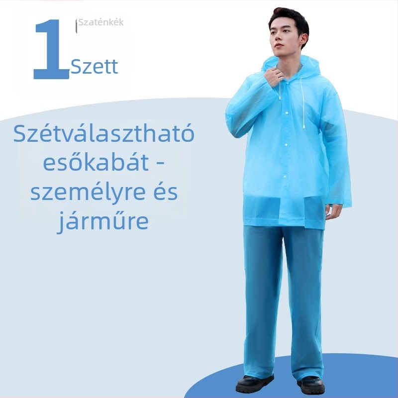 Különálló esőkabát és esőnadrág készlet, EVA anyag, vastított, viharral szemben ellenálló esőruha, elektromos járművek vezetéséhez