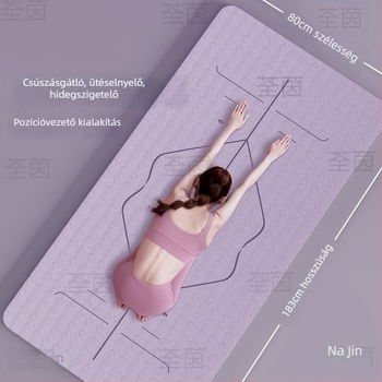 TPE jóga matrac, 8 mm vastagságú, csúszásmentes, széles, uniszex fitnesz matrac posztúra vonalakkal