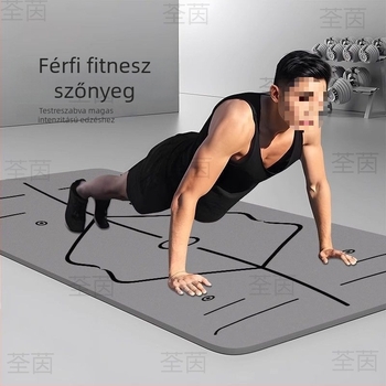 TPE jóga matrac, 8 mm vastagságú, csúszásmentes, széles, uniszex fitnesz matrac posztúra vonalakkal