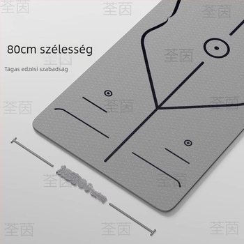 TPE jóga matrac, 8 mm vastagságú, csúszásmentes, széles, uniszex fitnesz matrac posztúra vonalakkal