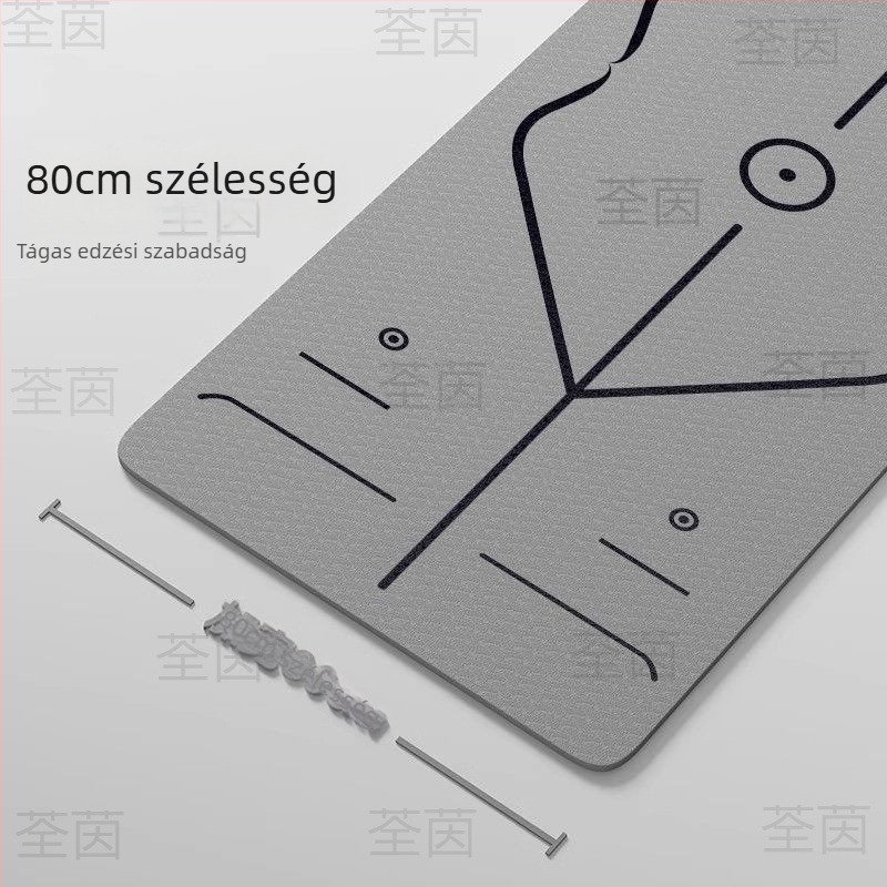 TPE jóga matrac, 8 mm vastagságú, csúszásmentes, széles, uniszex fitnesz matrac posztúra vonalakkal