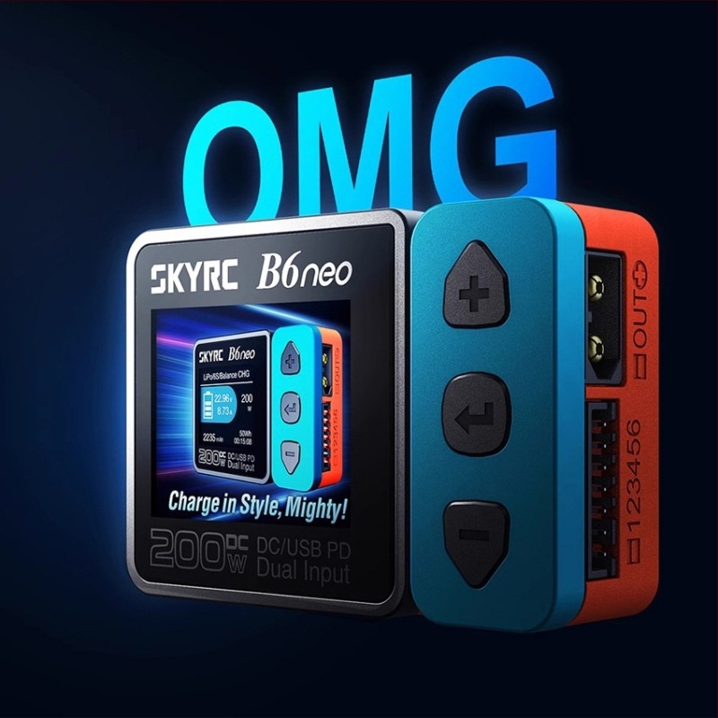 SKYRC B6neo intelligens töltő (200W kimenet, PD80W, akkumulátor energia-észlelés)