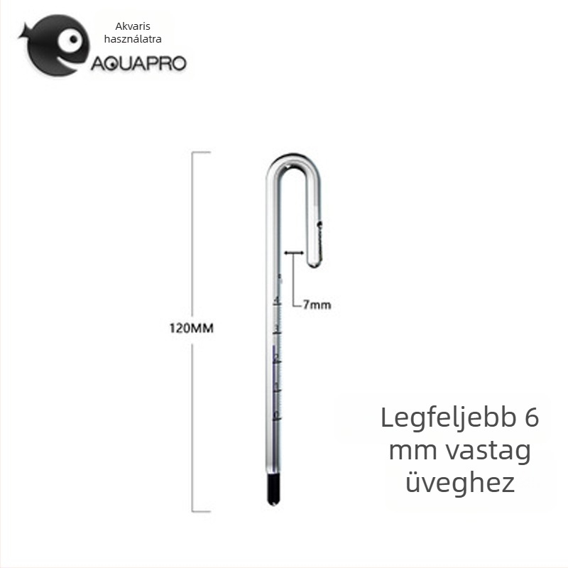 Akváriumi hőmérő - üveg, vízhőmérséklet mérésére, halak számára, nagy pontosság