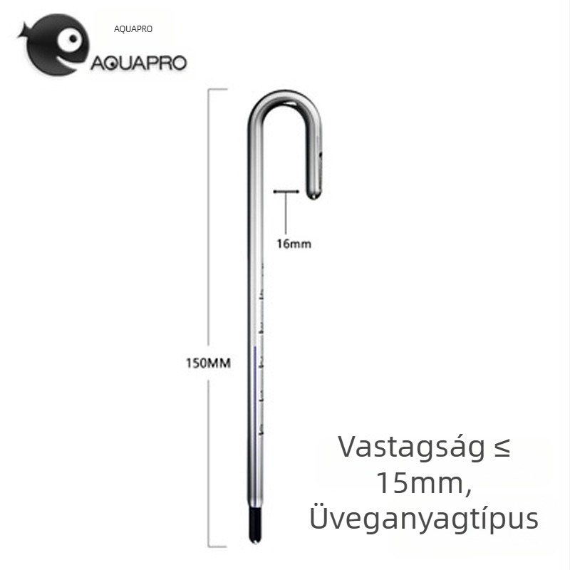 Akváriumi hőmérő - üveg, vízhőmérséklet mérésére, halak számára, nagy pontosság