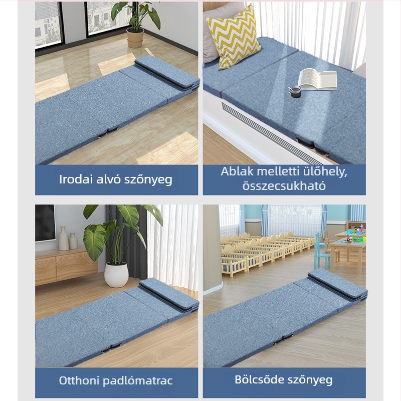 Gyerekeknek összehajtható alvó matrac jóga matrac pamut és len anyagból, 5 cm vastagság, csúszásmentes felület