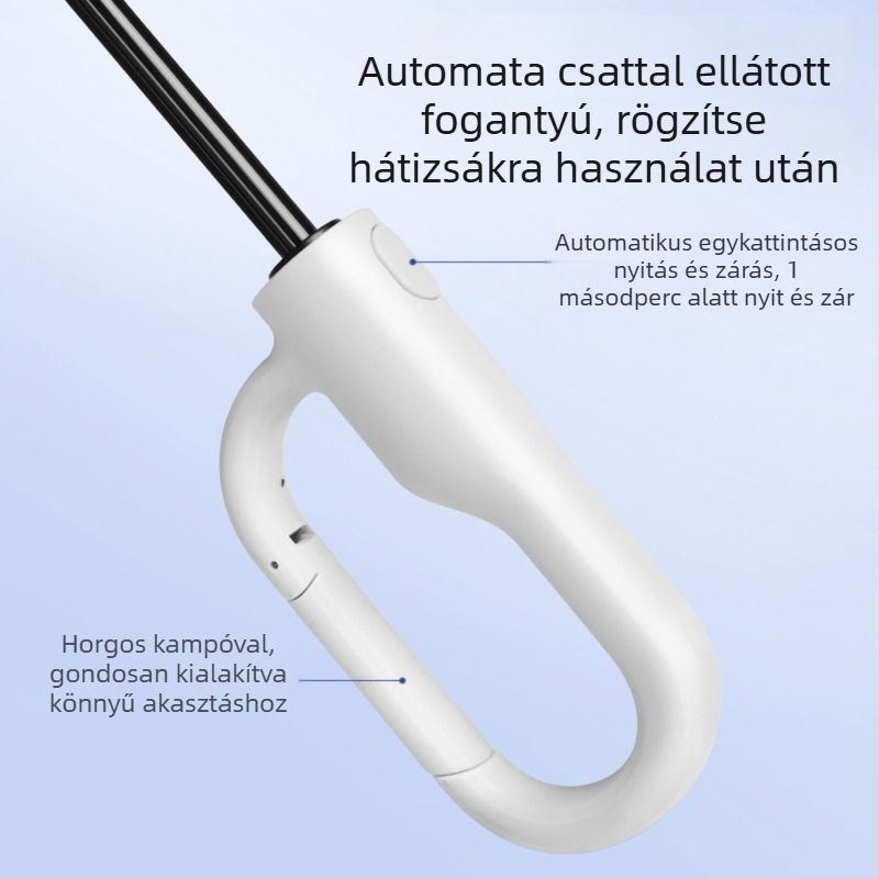 Automata nyitás-zárású gyerek esernyő, 8 bordával, váz és fogantyú rostos anyagból, poliészter bevonat, tanulóknak