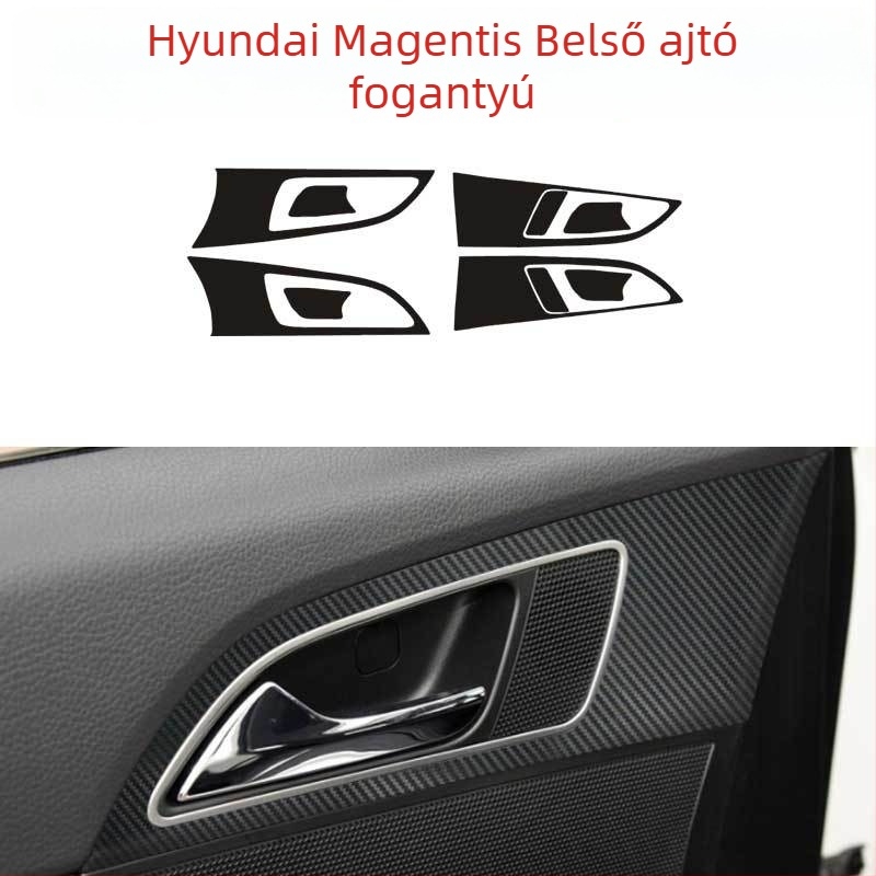 PVC szénszálas belső dekorációs matricák váltókarhoz, középső konzolhoz és ajtópanelhez – öntapadó hátoldallal