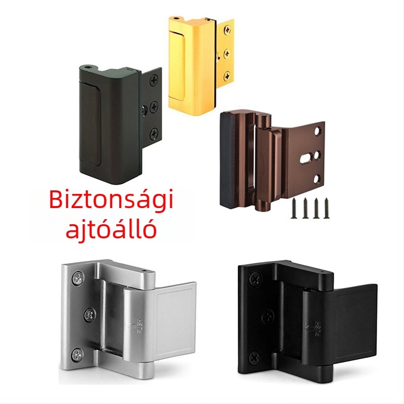 Ajtóblokkoló – modell ZC012, alumíniumötvözet, felület elektroplat, ajtóhoz szerelhető, kézi működtetés