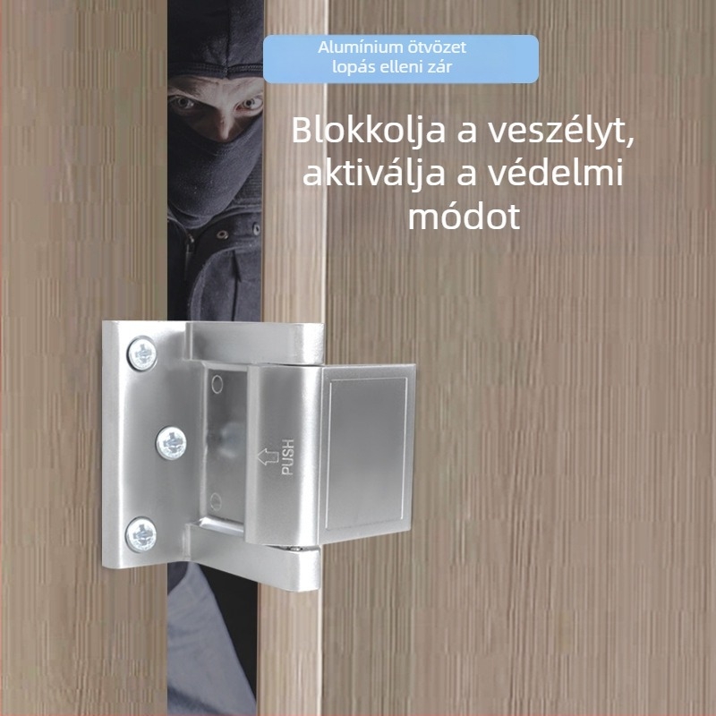 Ajtóblokkoló – modell ZC012, alumíniumötvözet, felület elektroplat, ajtóhoz szerelhető, kézi működtetés