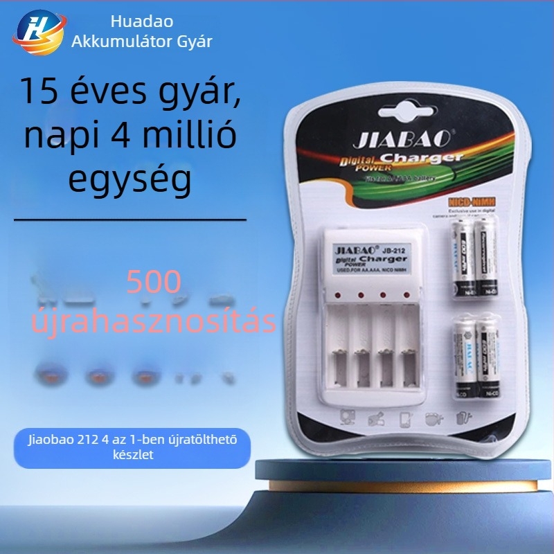 NiCd újratölthető elemkészlet 1.2V No.5 & No.7 töltővel JB-212 CNAS tanúsítvánnyal