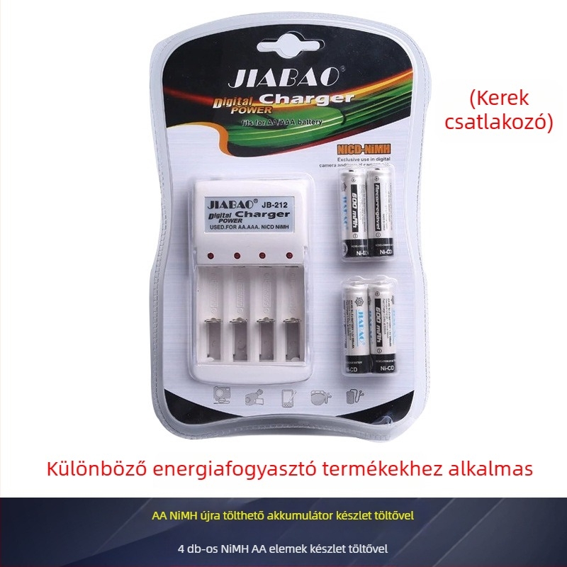 NiCd újratölthető elemkészlet 1.2V No.5 & No.7 töltővel JB-212 CNAS tanúsítvánnyal