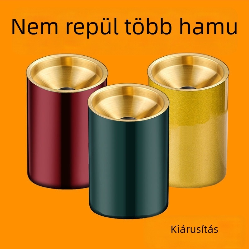 Rozsdamentes acél hamutál fedővel – skandináv minimalist design, otthonra, irodába és autóba; újrafelhasználható, ajándékhoz tökéletes