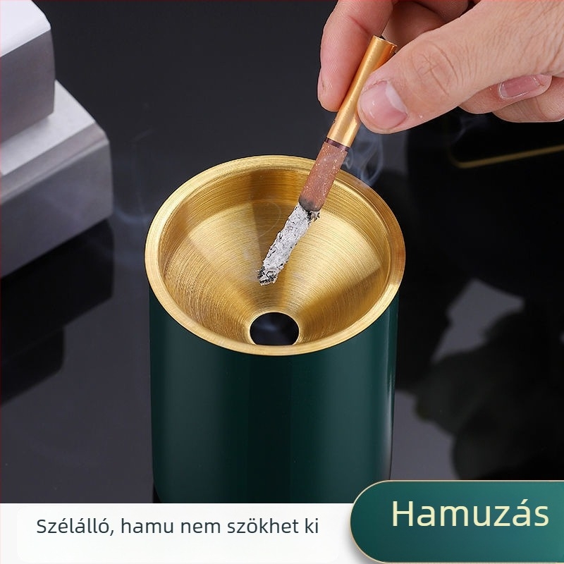 Rozsdamentes acél hamutál fedővel – skandináv minimalist design, otthonra, irodába és autóba; újrafelhasználható, ajándékhoz tökéletes