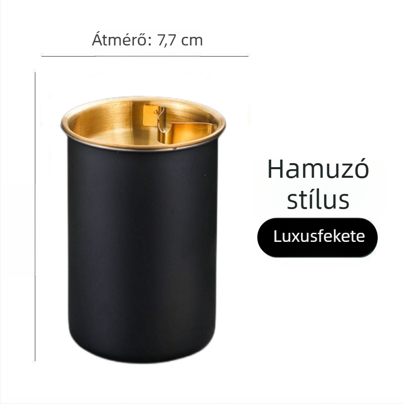 Rozsdamentes acél hamutál fedővel – skandináv minimalist design, otthonra, irodába és autóba; újrafelhasználható, ajándékhoz tökéletes