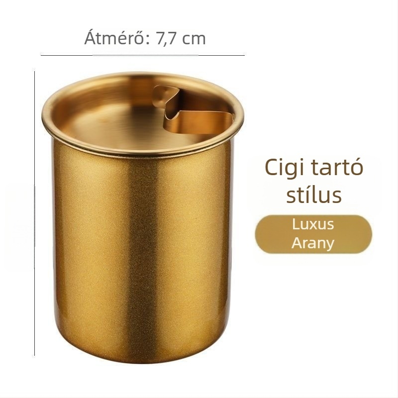Rozsdamentes acél hamutál fedővel – skandináv minimalist design, otthonra, irodába és autóba; újrafelhasználható, ajándékhoz tökéletes