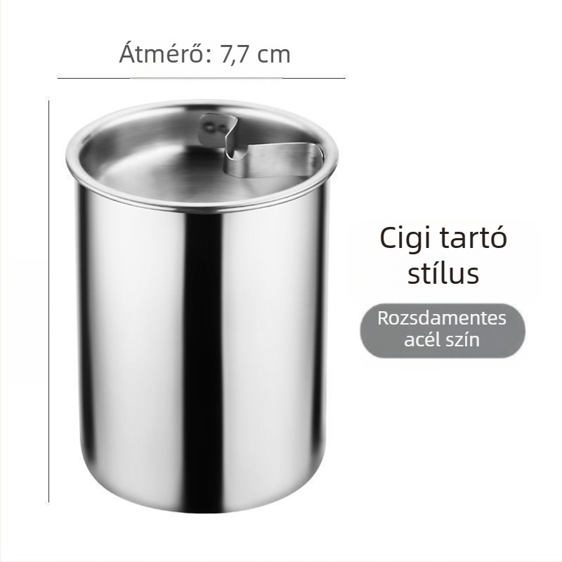 Rozsdamentes acél hamutál fedővel – skandináv minimalist design, otthonra, irodába és autóba; újrafelhasználható, ajándékhoz tökéletes