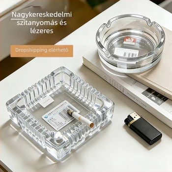 Green Apple üvegből készült hamutál, alma forma, tárolófunkció, logónyomás lehetséges