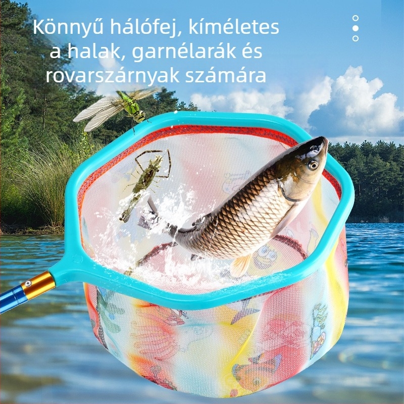 Gyerekeknek szóló halászháló rovarok és pillangók befogására, masszív fém teleszkópos rúddal – Fishnado; Eredet: Kína; Anyag: Fém