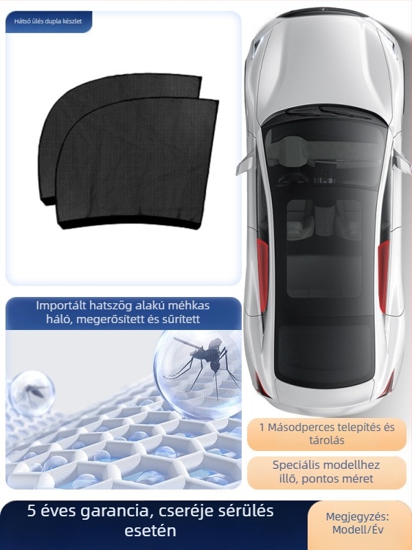 Autóablak szúnyogháló háló és árnyékoló függöny, univerzális oldalablakhoz