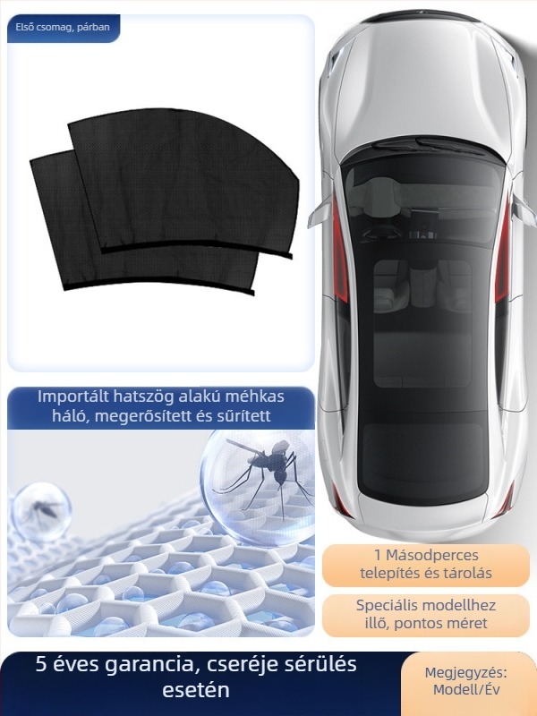 Autóablak szúnyogháló háló és árnyékoló függöny, univerzális oldalablakhoz