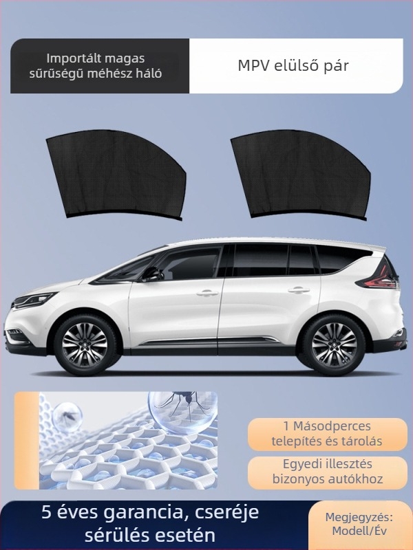 Autóablak szúnyogháló háló és árnyékoló függöny, univerzális oldalablakhoz