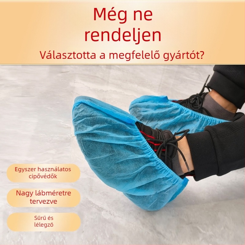 Egyszer használható vastagított nemszőtt anyagból készült cipővédők, porálló és kopásálló, egyszínű