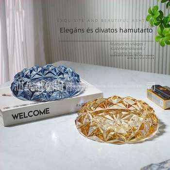 Kristályüveg hamutál, modern, minimalist design otthonra vagy irodába, újrahasználható, testre szabható