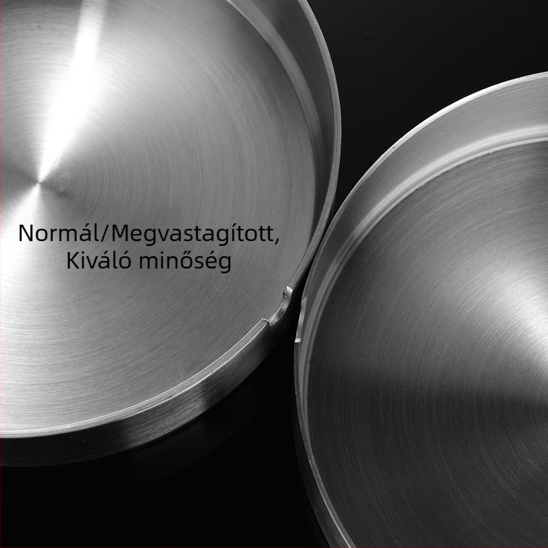 Rozsdamentes acél hamutál, nagy kör alakú, vastagított, logó nyomtatási lehetőséggel