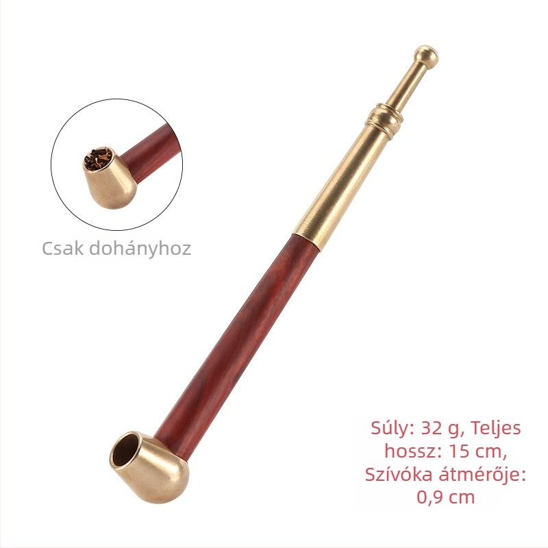 Kaiqiu sárgaréz dohányzó pipája, hagyományos kettős használatú, levehető szűrővel