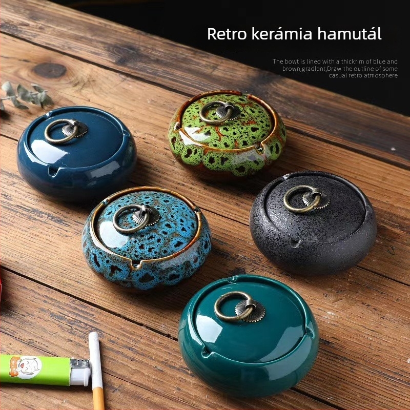 Hamutál fedéllel - retro kerámia, dekoratív tárolás, egyedi logó, testreszabás elérhető, 100 db/doboz