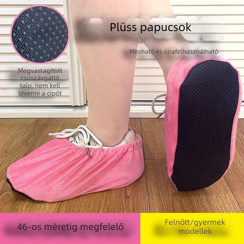 Mosható velúr cipővédők felnőtteknek és gyermekeknek, beltéri használatra, kopásálló, csúszásmentes, megerősített