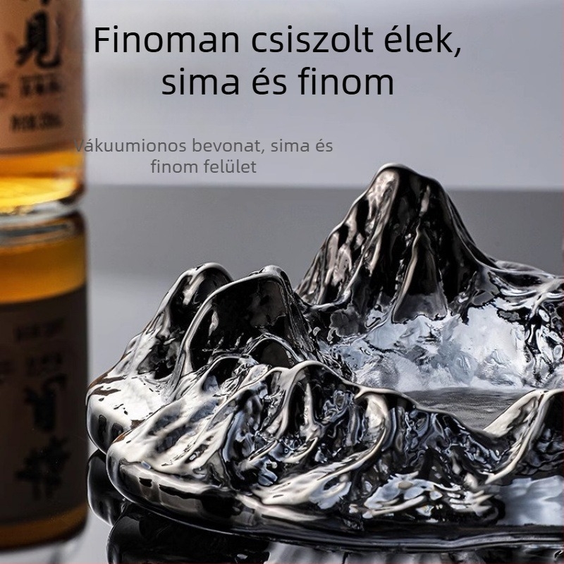 Üvegből készült hamutál irodába és otthonra – kreatív design, nappalihoz illő lux, jéghegy ihletésű