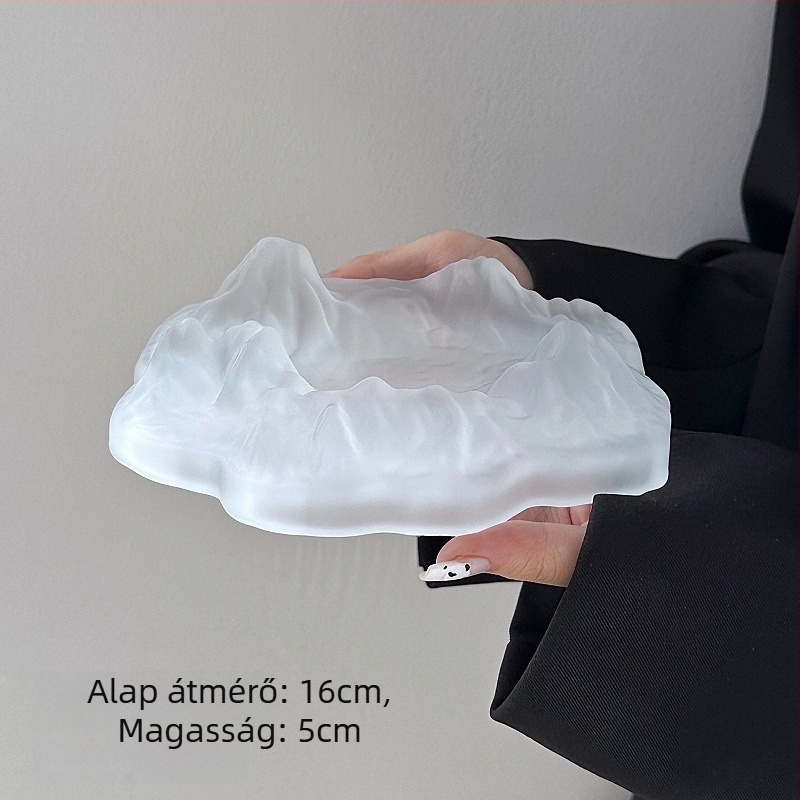 Üvegből készült hamutál irodába és otthonra – kreatív design, nappalihoz illő lux, jéghegy ihletésű