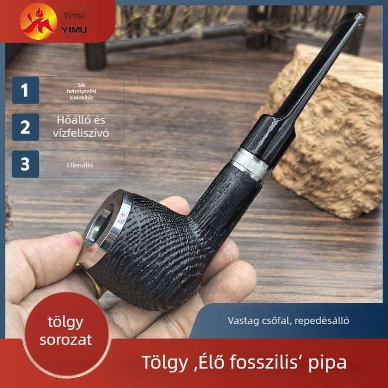 Tölgyfa pipa leválasztható szájrésszel, klasszikus tömörfa dizájn