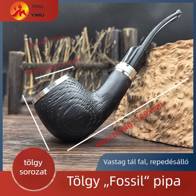 Tölgyfa pipa leválasztható szájrésszel, klasszikus tömörfa dizájn