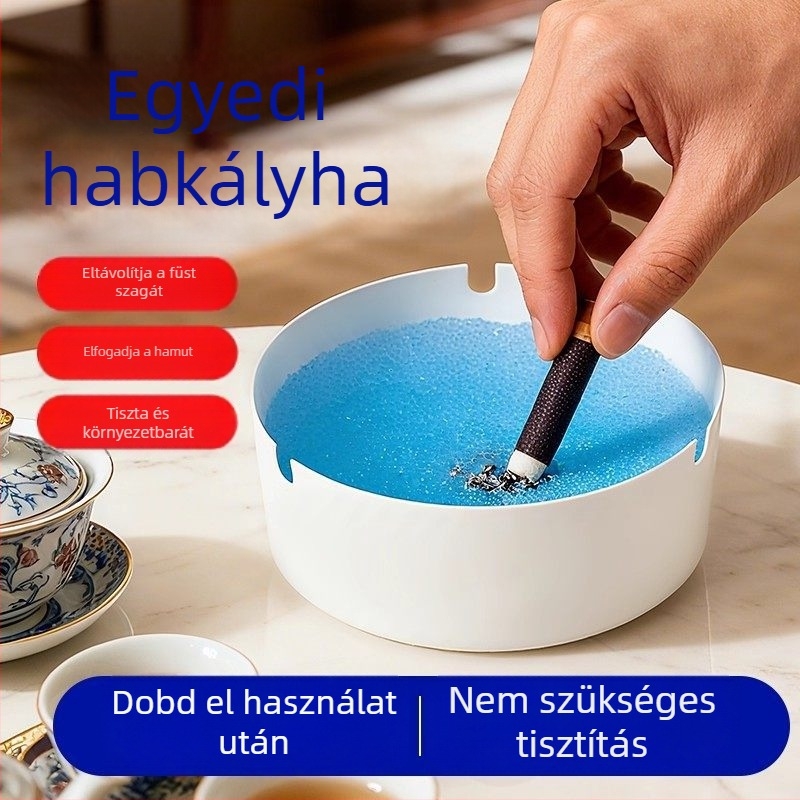 Egyszer használatos hamutartó beépített oltóhomokkal, műanyagból, nem importált, márkátlan, testreszabás nélkül, irodai és otthoni használatra