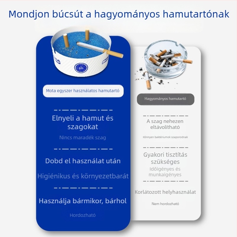 Egyszer használatos hamutartó beépített oltóhomokkal, műanyagból, nem importált, márkátlan, testreszabás nélkül, irodai és otthoni használatra