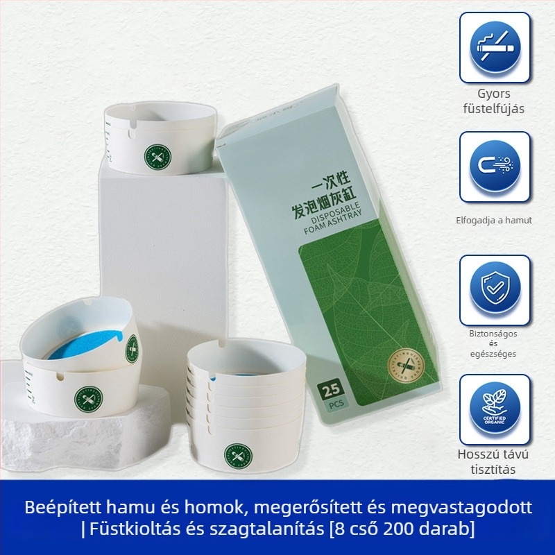 Egyszer használatos hamutartó beépített oltóhomokkal, műanyagból, nem importált, márkátlan, testreszabás nélkül, irodai és otthoni használatra