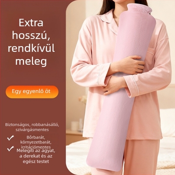 Hosszú melegvizes palack plüss borítással, kiterjesztett töltési dizájn, deréktámasz, ágymelegítés