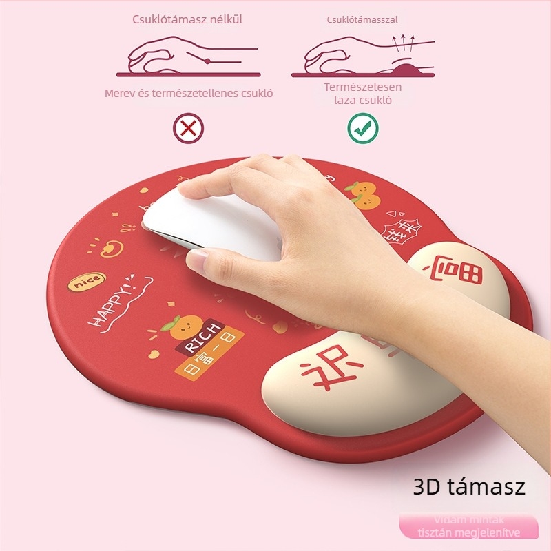 Csuklótámaszos egérpad, aranyos animációs dizájnnal, vastag, csúszásmentes szilikon felülettel játékokhoz és irodába