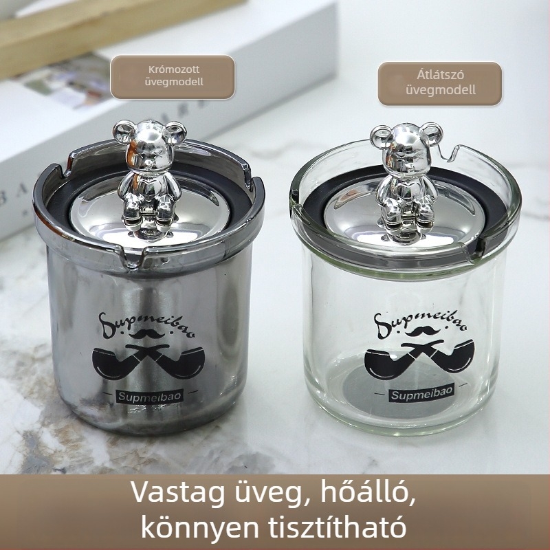 Üvegből készült hamutál asztali tölcsér dizájnnal, többfunkciós dekoratív, modern minimalist stílusban