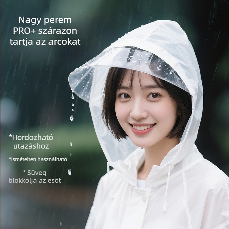 Túrázásra szánt EVA esőkabát – hosszú poncsó egy darabból, hordozható, többször használható, felnőtt