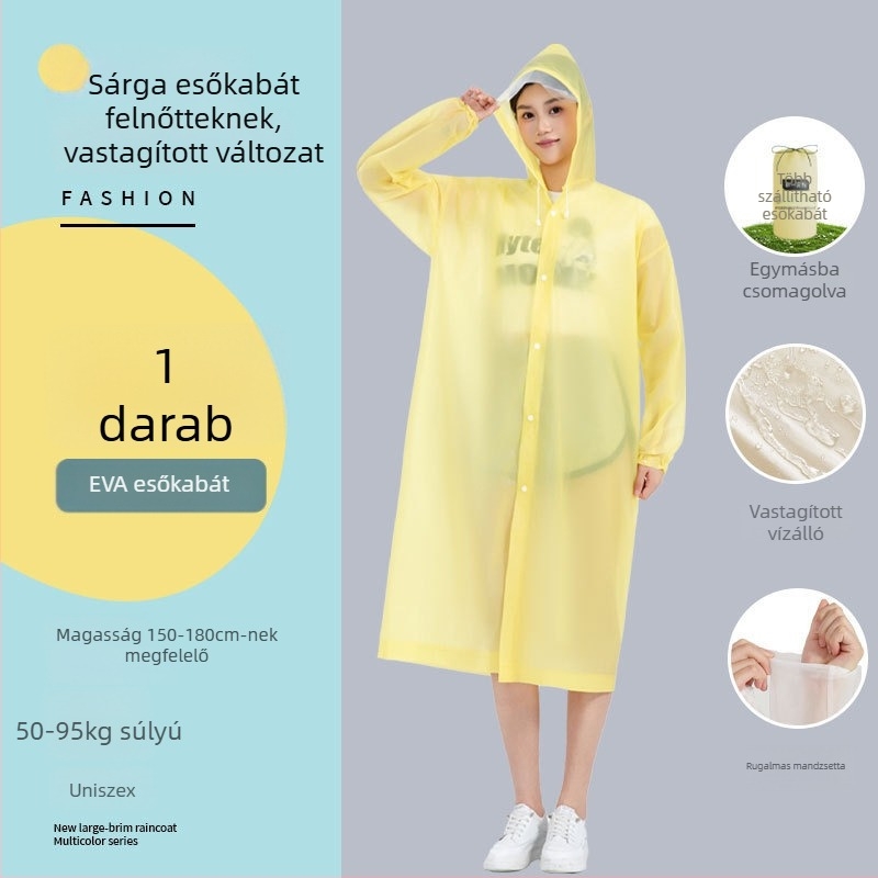 Túrázásra szánt EVA esőkabát – hosszú poncsó egy darabból, hordozható, többször használható, felnőtt