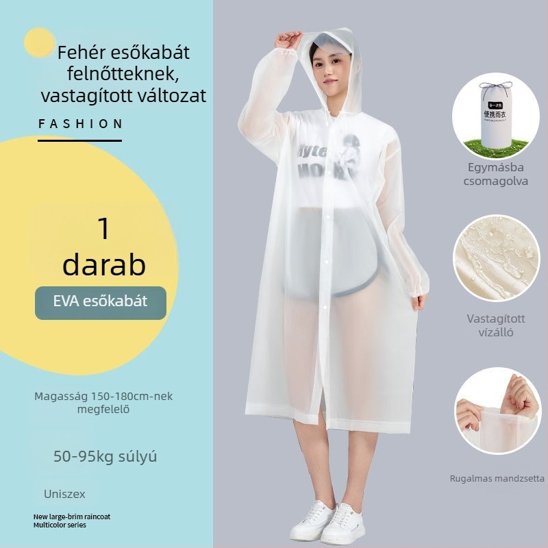 Túrázásra szánt EVA esőkabát – hosszú poncsó egy darabból, hordozható, többször használható, felnőtt